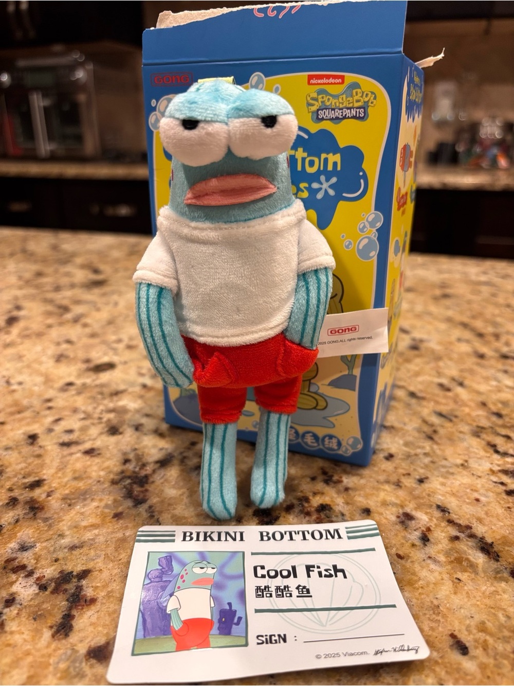 SpongeBob Cool Fish Plush — Light Blue, White & Red